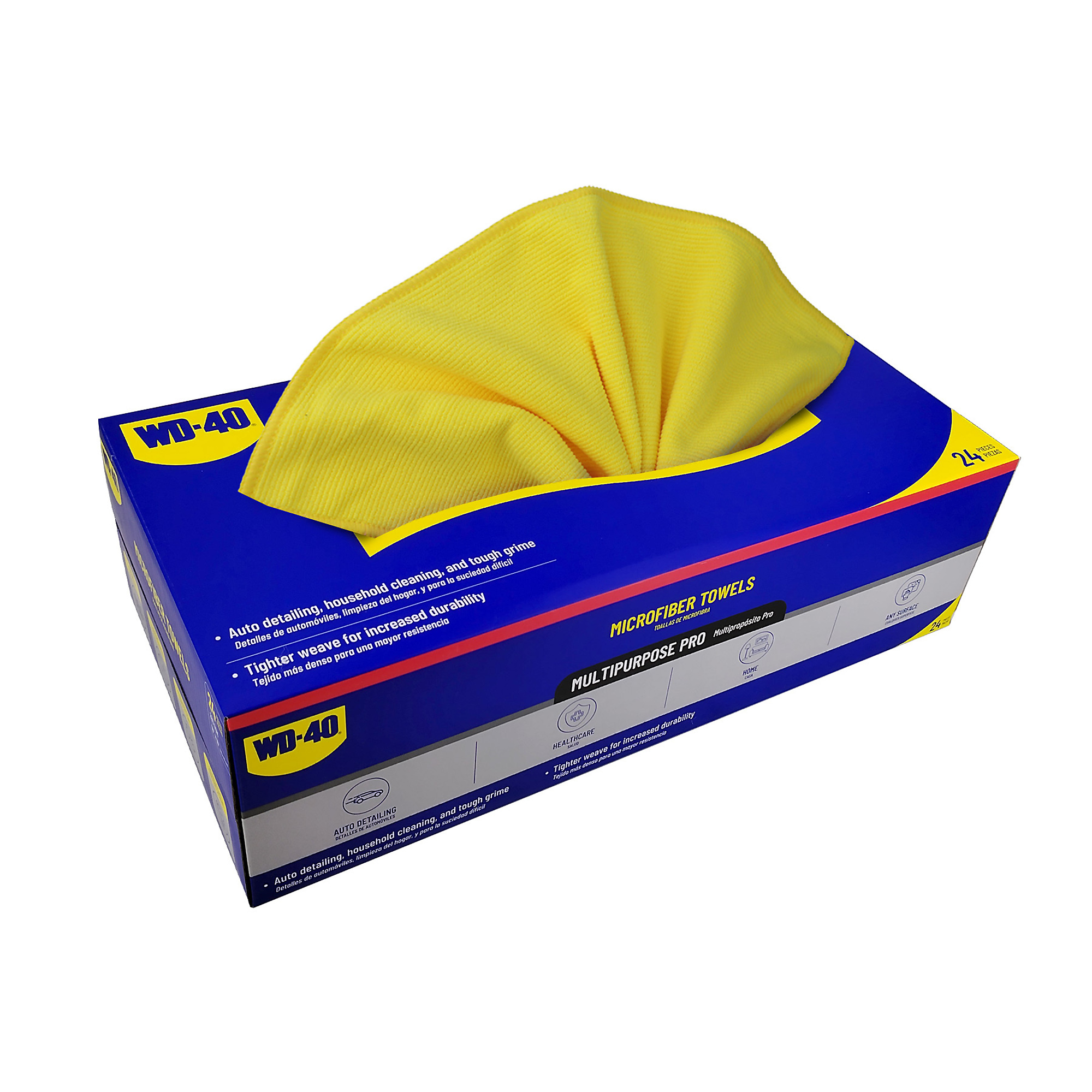 WD-40 Multipurpose PRO Microfiber Towel — 280 GSM, Scratch-Free, Yellow, 24 Pk, Model# L40146
